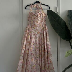 House of CB Floral Maxi Dress - Pink and Orange